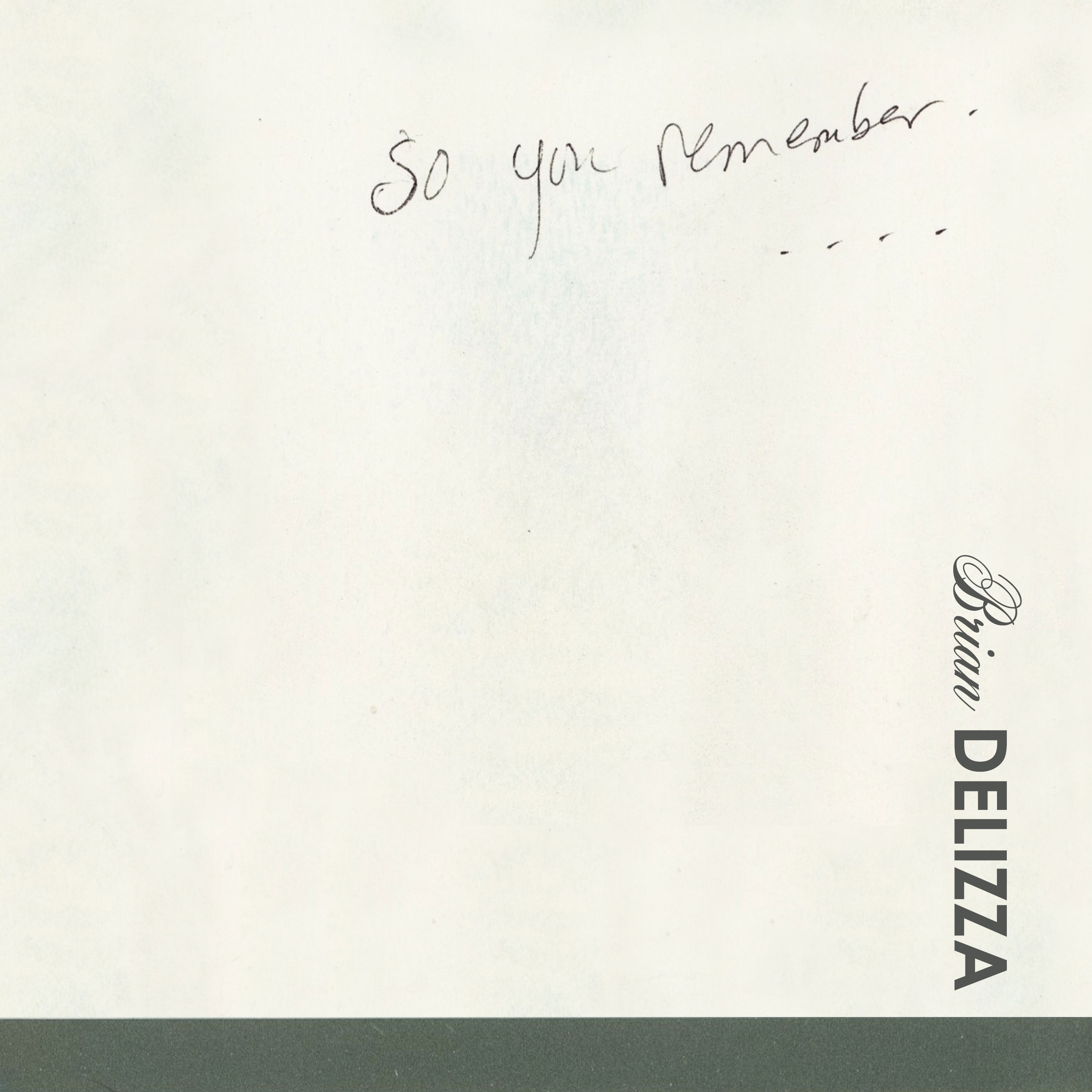 So You Remember - Front Cover